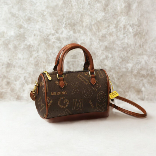 Signature Monogram Barrel Bag – Coffee Brown by Meixing