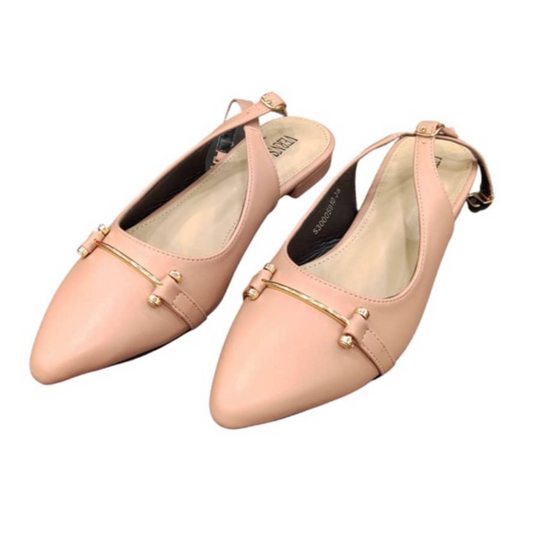 Women's Pointed Toe Slingback Flats – Metal Bar Loafer-Style Shoes