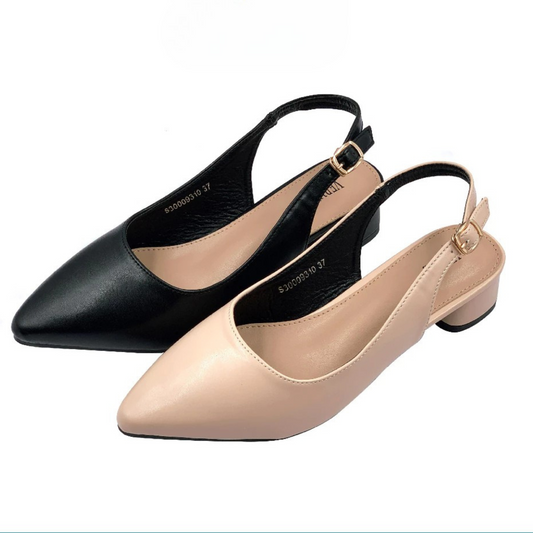 Women's Pointed Toe Slingback Heels – Low Block Heel Dress Shoes
