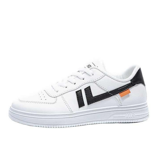 White Chunky Sneakers with Black Stripe – Women's Casual Streetwear Shoes
