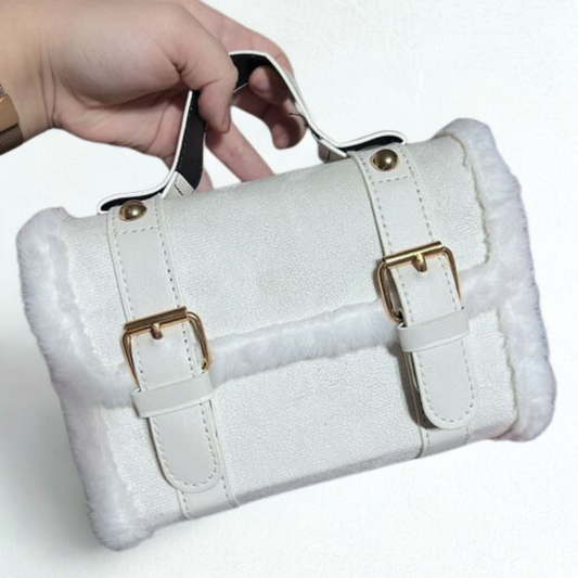 Winter Luxe Faux Fur Mini Satchel – Snow White