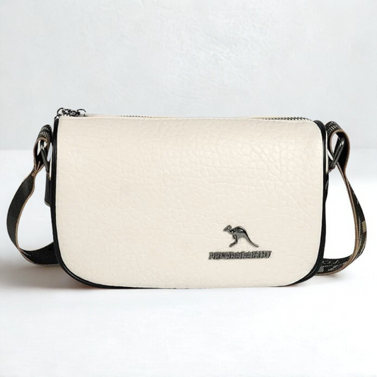 Minimalist Textured Sling Bag – Ivory White with Contrast Trim