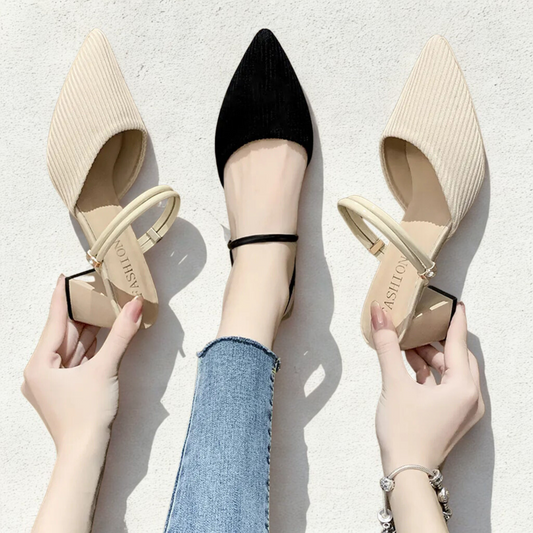 Women's Pointed Toe Block Heel Sandals – Ankle Strap Slingback Shoes