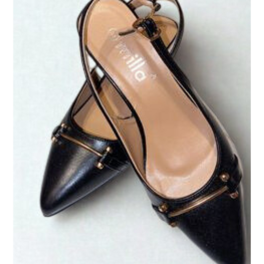 Women's Pointed Toe Slingback Flats – Metal Bar Loafer-Style Shoes
