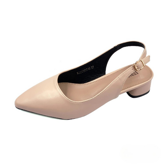 Women's Pointed Toe Slingback Heels – Low Block Heel Dress Shoes