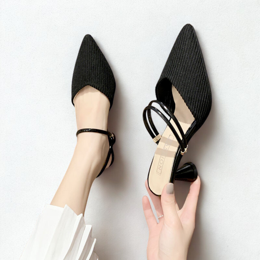 Women's Pointed Toe Block Heel Sandals – Ankle Strap Slingback Shoes