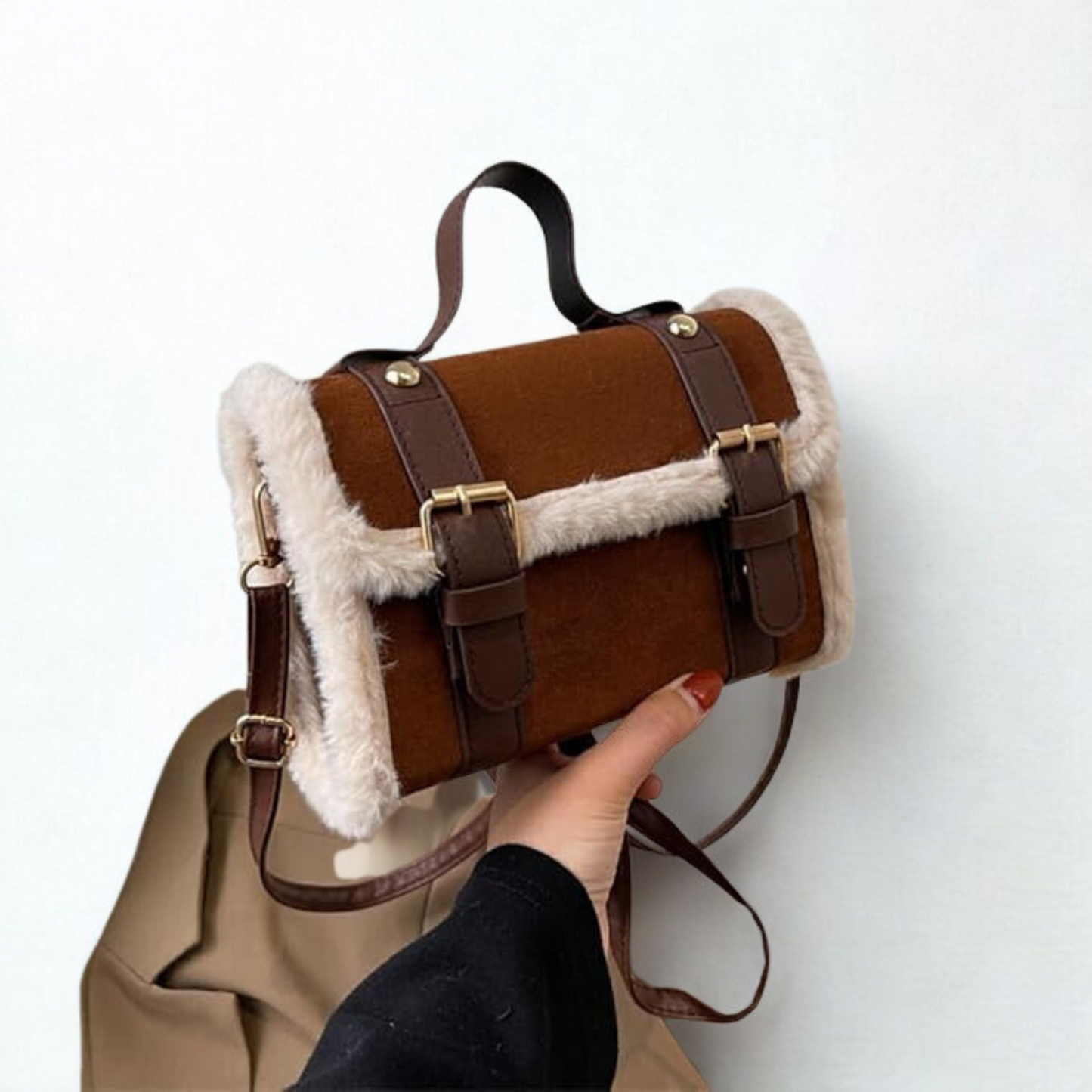 Winter Luxe Faux Fur Mini Satchel – Snow White